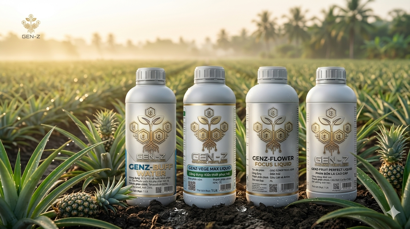 Hướng dẫn tưới khóm GENZ Organic – Bộ 4 sản phẩm phân bón lá